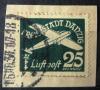 Wydanie na przesyki lotnicze typograficznie drukarni pocztowej w Gdasku na wycinku kasowany